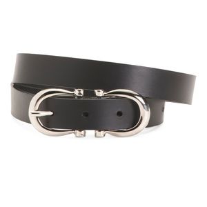 Double Buckle Leather Belt Made in Italy
